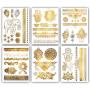 Terra Tattoos Metallic Henna Temporary Tattoos - 75 Gold Temp Tattoos