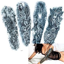 4 Sheets Ancient Greek Mythology Style Big Temporary Full Arm Leg Waist Art Tattoo Sticker Sexy Summer