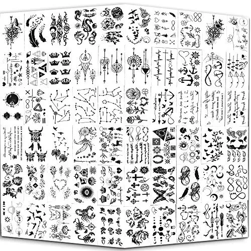 Yazhiji Tiny Waterproof Temporary Tattoos - 60 Sheets, Moon Stars Constellations Music Compass Anchor Words Lines Flowers for Kids Adults Men and Women. Yazhiji Tiny Waterproof Temporary Tattoos - 60 Sheets, Moon Stars Constellations Music Compass Anchor Words Lines Flowers for Kids Adults Men and Women.