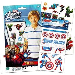 Marvel Avengers Captain America Stickers & Tattoos Party Favor Pack (Stickers & 75 Temporary Tattoos)