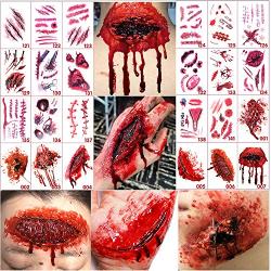 Halloween Tattoo Stickers Wound Tattoo Stickers Simulation tattoo tattoo scar tattoo tattoo knife simulation Waterproof Tattoo Sticker 24pcs (HL121-141 Message note model（total of 24 pcs）)