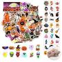 Halloween Stickers(50 Pcs)&Halloween Temporary Tattoos（60 Pcs)&Halloween Led Brooches(12 Pcs) Happy Halloween Decorations,Party Favors, Halloween Class Exchange