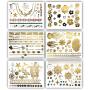 Terra Tattoos Tropical Hawaiian Metallic Tattoos - 75 Gold Silver Temporary Tattoos Turtles, Dolphins, Stars, Sun, Moon, Starfish, Seahorse, Coral, Palm Trees, Hibiscuses, Puka Shells & more!