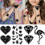 Yezunir 16 Sheets Geometric Cute Small Temporary Tattoos For Kids Arm Cranes Plane Anchor Maple Leaf Butterfly Heart Children Face Fake Tattoos Stickers Black Animals Star Line Art Waterproof Tatoos