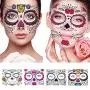 12Pcs Halloween Face Tattoo Stickers Day Of The Dead Makeup Kit Sugar Skull Temporary Face Tattoo for Halloween Masquerade Party, Fashion Floral Skeleton Pattern 12Pcs Halloween Face Tattoo Stickers Day Of The Dead Makeup Kit Sugar Skull Temporary Face Tattoo for Halloween Masquerade Party, Fashion Floral Skeleton Pattern