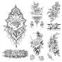 glaryyears 11 Sheets 24 Tattoos Black Flower Temporary Tattoos for Women, Realistic Henna Rose Fake Temporary Tattoo Stickers Waterproof on Wrist Arm Shoulder Body Art 3.5x7.5 glaryyears 11 Sheets 24 Tattoos Black Flower Temporary Tattoos for Women, Realistic Henna Rose Fake Temporary Tattoo Stickers Waterproof on Wrist Arm Shoulder Body Art 3.5x7.5