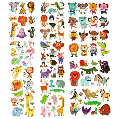 Phogary 200 Pieces 20 Sheets Animals Theme Temporary Tattoos Zoo Patterned Body Art Waterproof Tattoos for Kids Phogary 200 Pieces 20 Sheets Animals Theme Temporary Tattoos Zoo Patterned Body Art Waterproof Tattoos for Kids