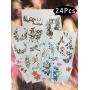 DaLin Sexy Floral Temporary Tattoos for Men Women Black Flowers 24Pcs Collection - Individual Styles Available