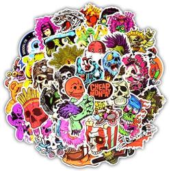 Vinyl Horror Stickers 50 Pcs Scary Stickers Pack Horror Decals Stoner Stickers for Laptop Ipad Car Luggages Water Bottle Helmet