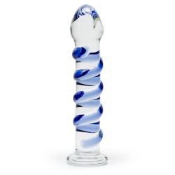 Icicles No 5 Sapphire Spiral Glass Dildo 7 Inch