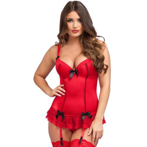 Worldgirl Seduce Me Red Push-Up Basque Set