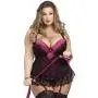 Worldgirl Plus Size Moonlight Black Plunge Basque Set