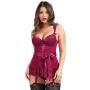Worldgirl Moonlight Wine Plunge Basque Set