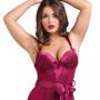 Worldgirl Moonlight Wine Plunge Basque Set