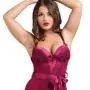 Worldgirl Moonlight Wine Plunge Basque Set