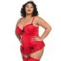 Worldgirl Plus Size Seduce Me Red Push-Up Basque Set