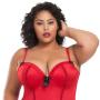 Worldgirl Plus Size Seduce Me Red Push-Up Basque Set
