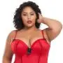 Worldgirl Plus Size Seduce Me Red Push-Up Basque Set