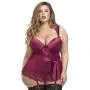 Worldgirl Plus Size Moonlight Wine Plunge Basque Set