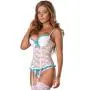 Exposed Luv White Floral Lace Bustier and G-String Set
