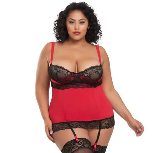 Worldgirl Plus Size Adore Me Underwired Basque Set Worldgirl Plus Size Adore Me Underwired Basque Set