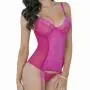 Escante Hot Pink Sheer Lace Bustier Set