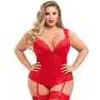Worldgirl Plus Size Treasure Me Red Basque Set Worldgirl Plus Size Treasure Me Red Basque Set