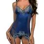 Dreamgirl Blue Satin and Lace Chemise Set 