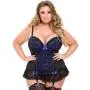Worldgirl Plus Size Purple Push-Up Basque Set