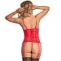 Exposed Luv Red Floral Lace Bustier and G-String Set