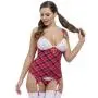 Worldgirl Fantasy Schoolgirl Bustier Set with Suspenders