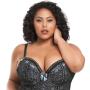 Worldgirl Plus Size Silver Push-Up Basque Set Worldgirl Plus Size Silver Push-Up Basque Set