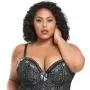 Worldgirl Plus Size Silver Push-Up Basque Set