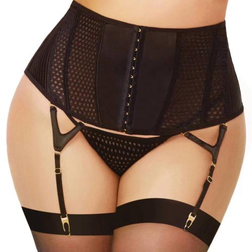 Seven 'til Midnight Plus Size Cincher Suspender Belt and Thong Set