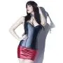 Coquette Wet Look Front Zip Corset with Suspenders