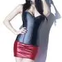 Coquette Wet Look Front Zip Corset with Suspenders