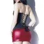 Coquette Wet Look Front Zip Corset with Suspenders