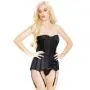 Coquette Black Satin and Lace Corset with Suspenders