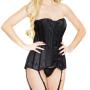 Coquette Black Satin and Lace Corset with Suspenders Coquette Black Satin and Lace Corset with Suspenders