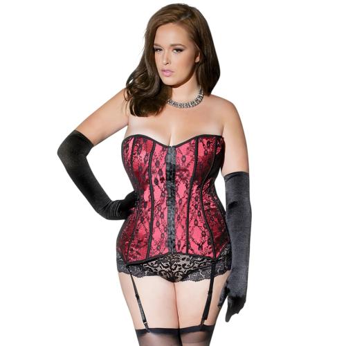 Coquette Plus Size Red Satin and Lace Corset 