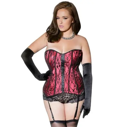 Coquette Plus Size Red Satin and Lace Corset 
