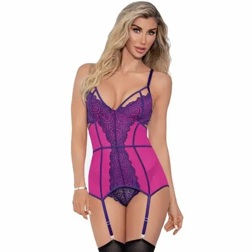 Escante Pink Merry Widow Lace Bustier Set Escante Pink Merry Widow Lace Bustier Set