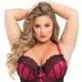 Worldgirl Plus Size Boudoir Belle Cherry Push-Up Basque Set