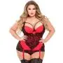 Worldgirl Plus Size Belle Amour Red and Black Basque Set