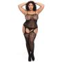 Worldgirl Plus Size Black Fishnet and Lace Bodystocking