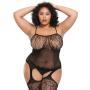 Worldgirl Plus Size Black Fishnet and Lace Bodystocking