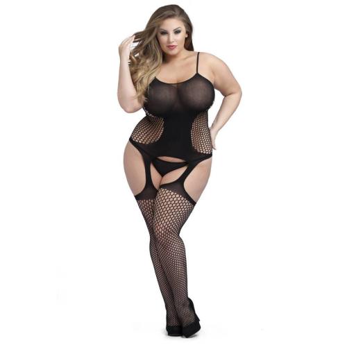 Worldgirl Plus Size Hourglass Suspender Bodystocking