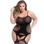 Worldgirl Plus Size Hourglass Suspender Bodystocking