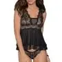 Escante Black Layered Lace Cap Sleeve Cami Set Escante Black Layered Lace Cap Sleeve Cami Set