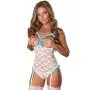 Exposed Luv Floral Lace Crotchless Open Cup Body Set